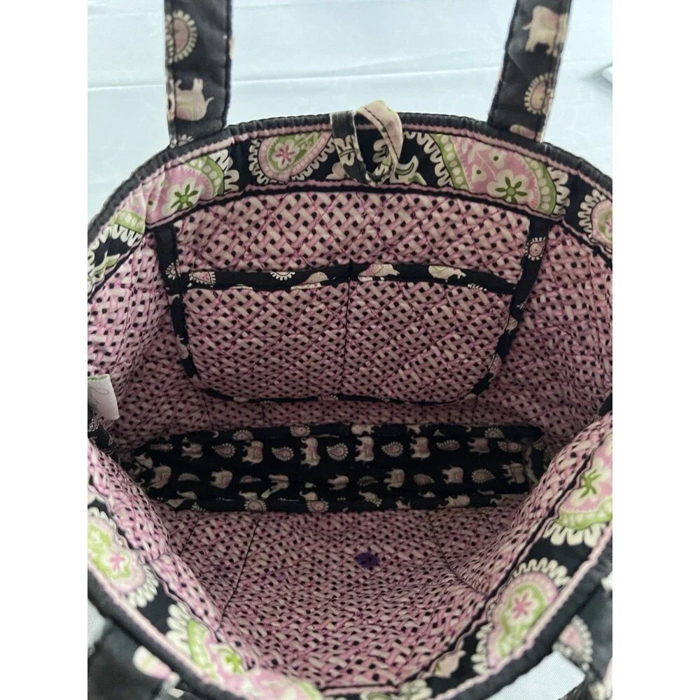 Vera Bradley Vintage Pink Elephants Toggle Tote Bag Small Travel Purse
